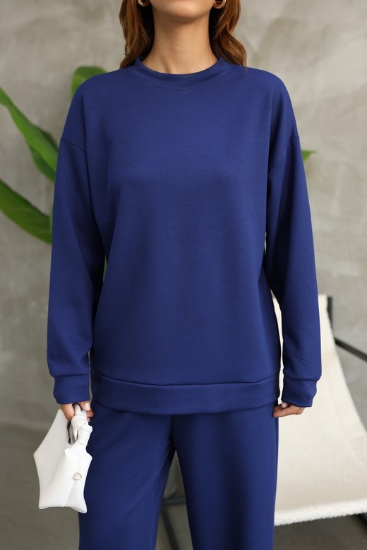 Oversize Bisiklet Yaka Geniş Paça Modal Kumaş Eşofman Takım