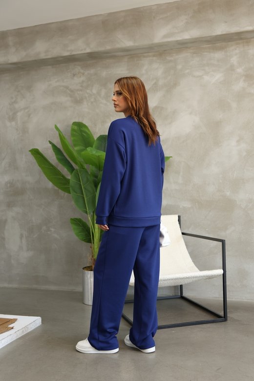 Oversize Bisiklet Yaka Geniş Paça Modal Kumaş Eşofman Takım