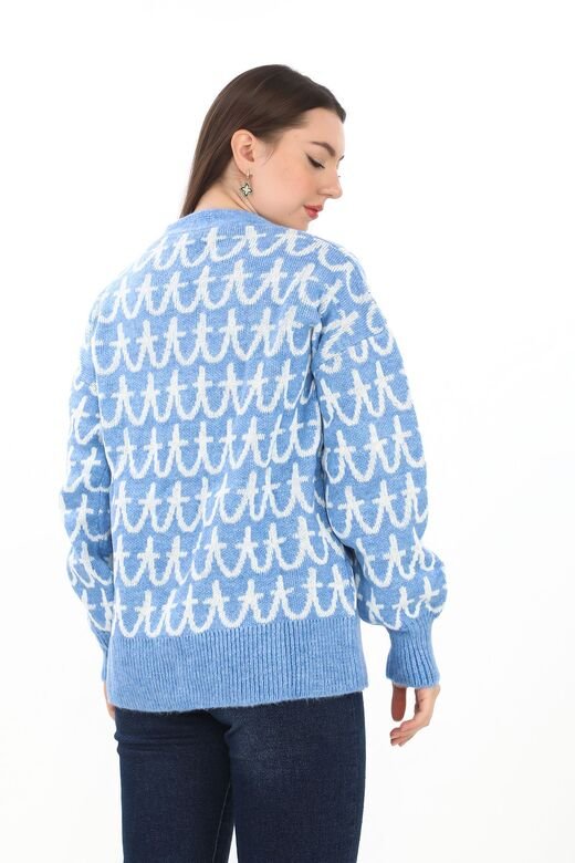 Oversize Örme Detaylı Düğmeli Triko Hırka