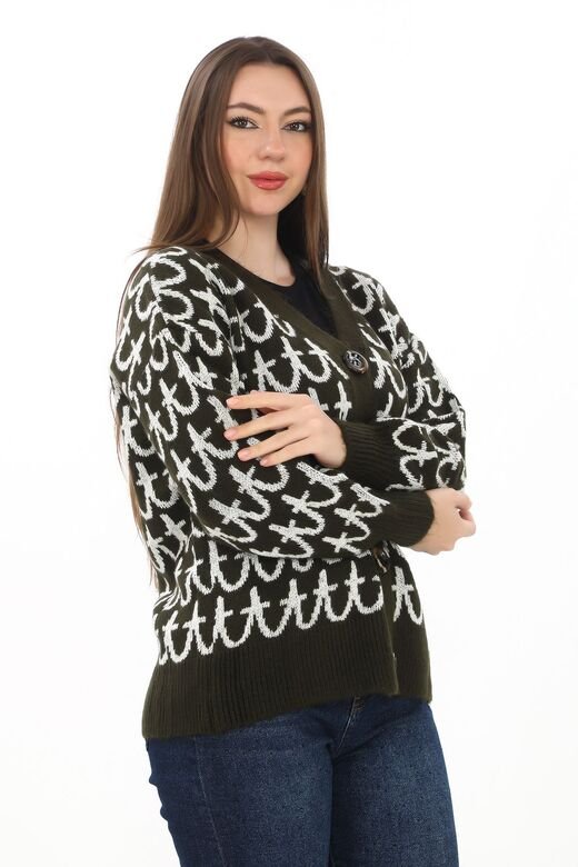 Oversize Örme Detaylı Düğmeli Triko Hırka
