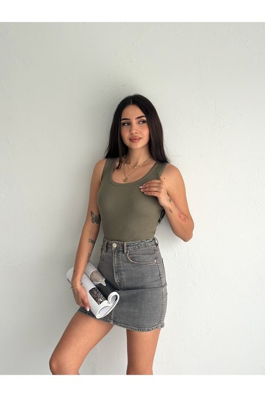 HALTER YAKA ESNEK FİTİLLİ KAŞKORSE KUMAŞ ATLET