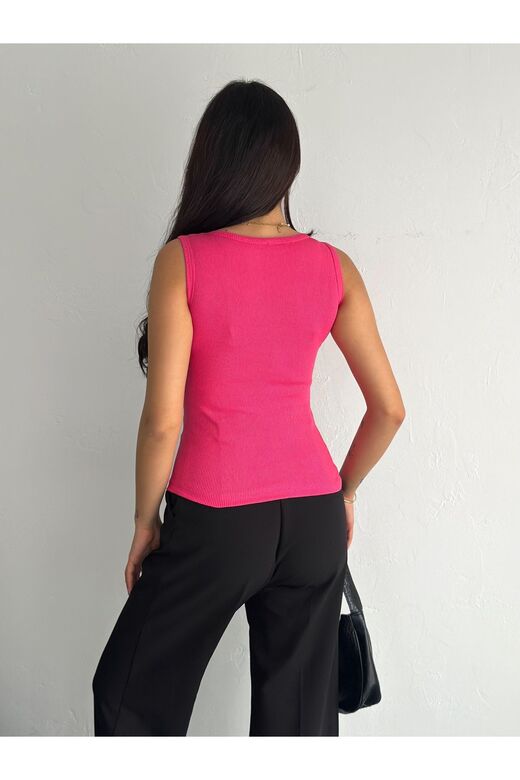 Halter Yaka Esnek Fitilli Kaşkorse Kumaş Atlet