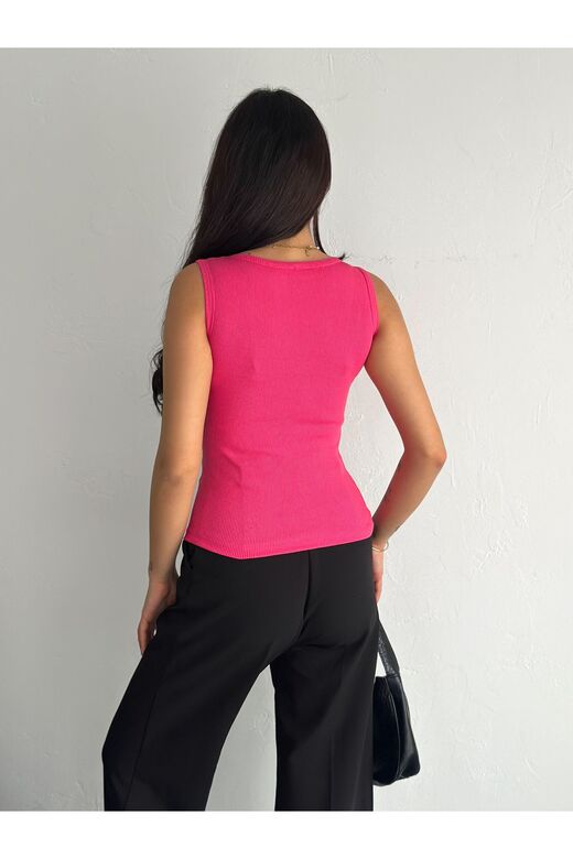 Halter Yaka Esnek Fitilli Kaşkorse Kumaş Atlet