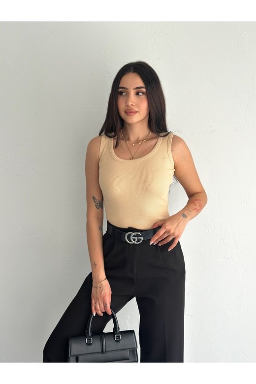 HALTER YAKA ESNEK FİTİLLİ KAŞKORSE KUMAŞ ATLET