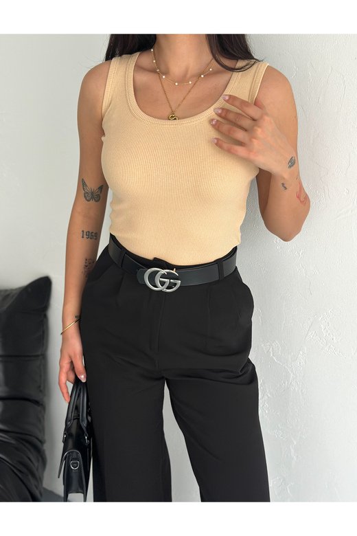 HALTER YAKA ESNEK FİTİLLİ KAŞKORSE KUMAŞ ATLET