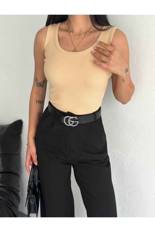 HALTER YAKA ESNEK FİTİLLİ KAŞKORSE KUMAŞ ATLET