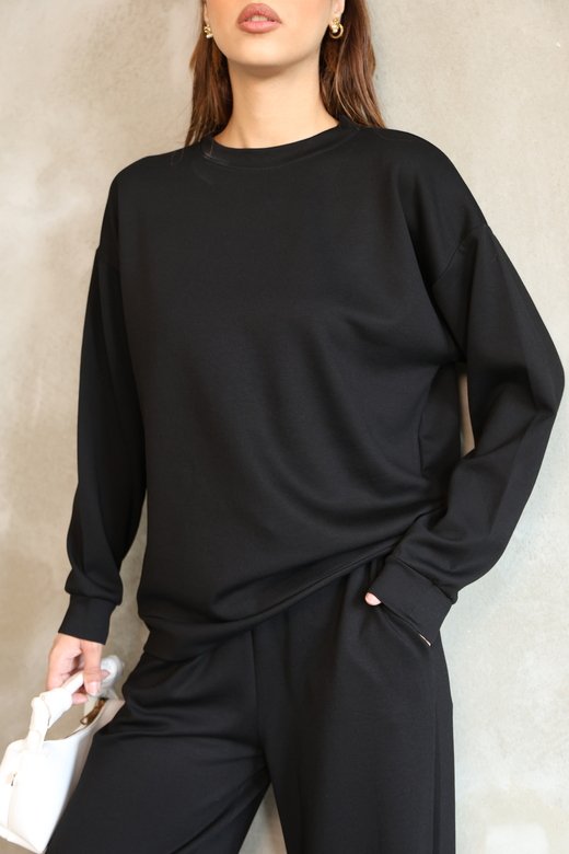 Oversize Bisiklet Yaka Geniş Paça Modal Kumaş Eşofman Takım