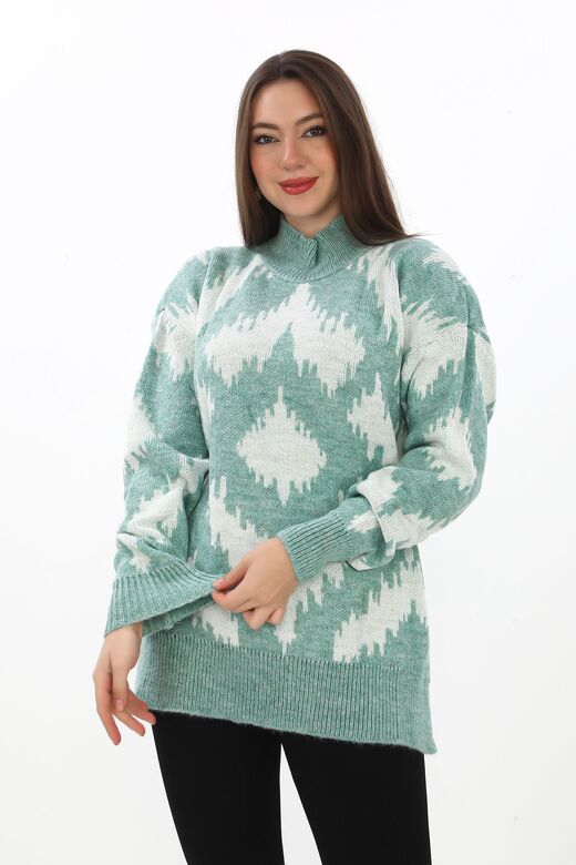 Oversize Örme Detaylı Balıkçı Yaka Yumuşak Triko Kazak