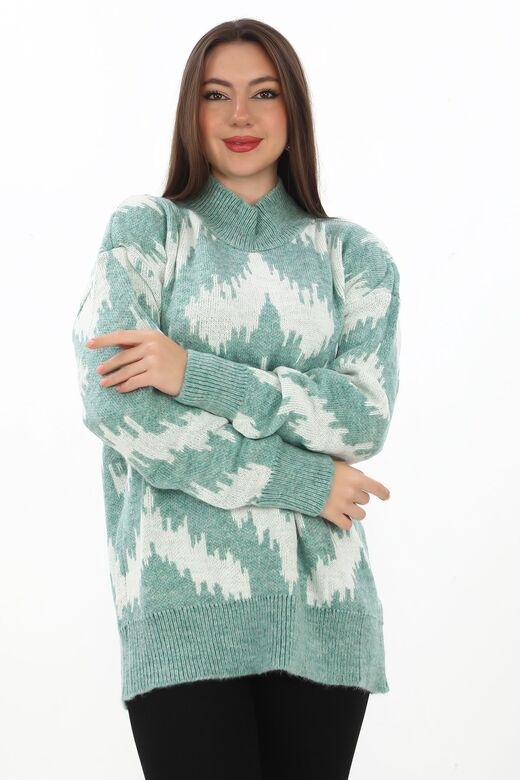 Oversize Örme Detaylı Balıkçı Yaka Yumuşak Triko Kazak