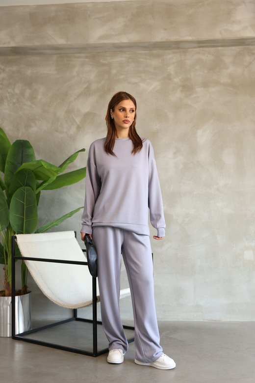 Oversize Bisiklet Yaka Geniş Paça Modal Kumaş Eşofman Takım
