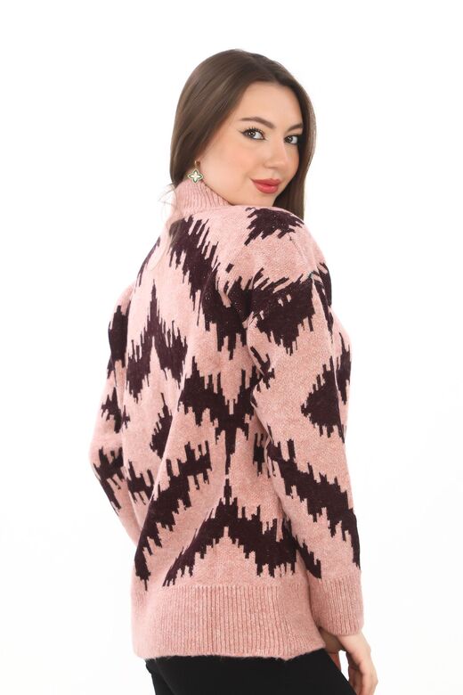 Oversize Örme Detaylı Balıkçı Yaka Yumuşak Triko Kazak