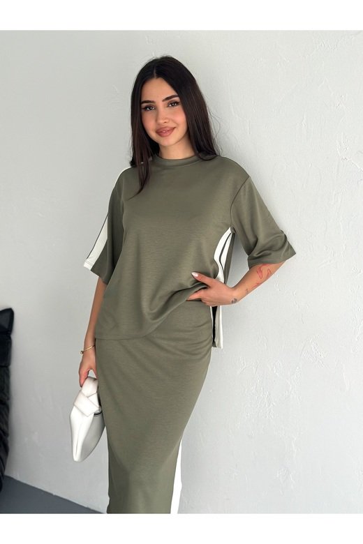 YIRTMAÇLI GARNİLİ YUMUŞAK DOKU MODAL KUMAŞ ETEKLİ TAKIM
