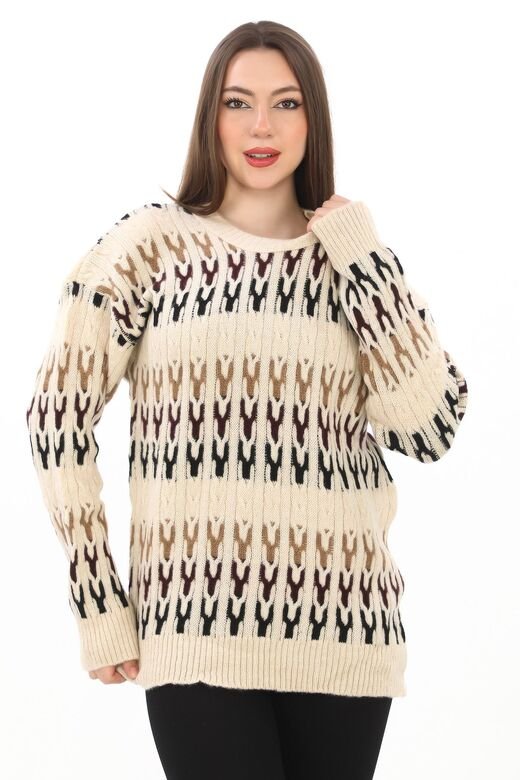 Örme Detaylı Oversize Yumuşak Triko Kazak