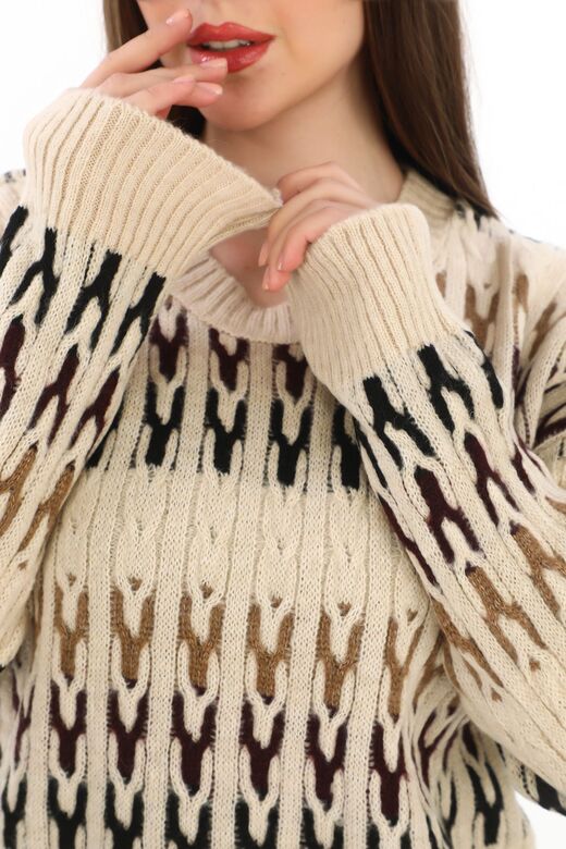 Örme Detaylı Oversize Yumuşak Triko Kazak