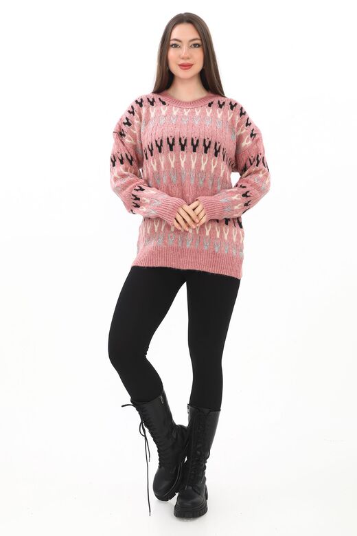 Örme Detaylı Oversize Yumuşak Triko Kazak