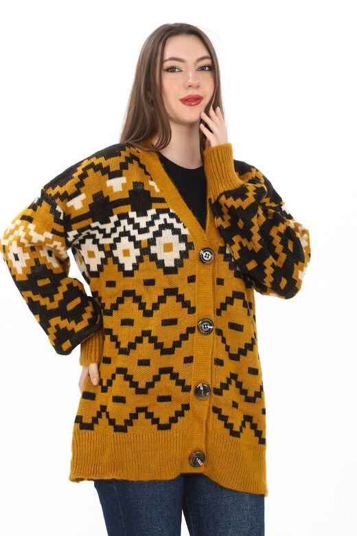 Örme Detaylı Düğmeli Hırka