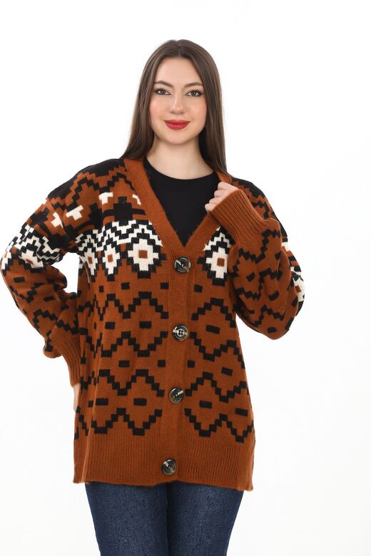 Örme Detaylı Düğmeli Hırka