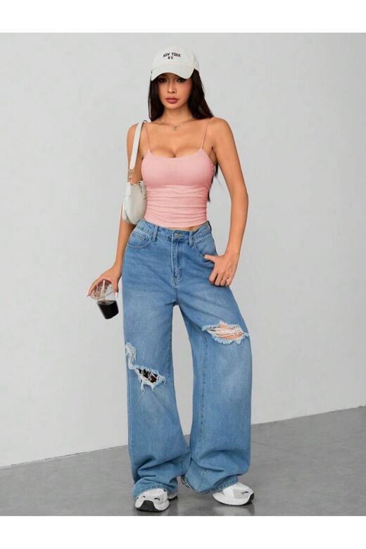 Kadın İp Askılı Örme Body Bluz