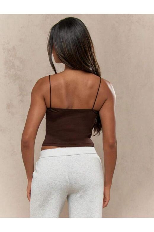 Kadın İp Askılı Örme Body Bluz