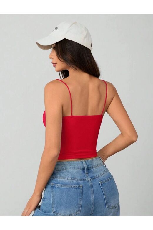 Kadın İp Askılı Örme Body Bluz