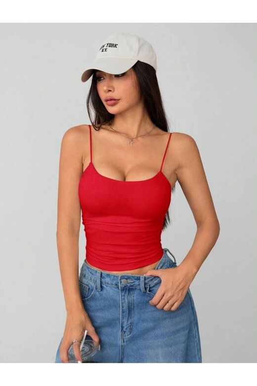 Kadın İp Askılı Örme Body Bluz