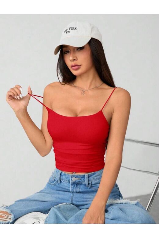 Kadın İp Askılı Örme Body Bluz