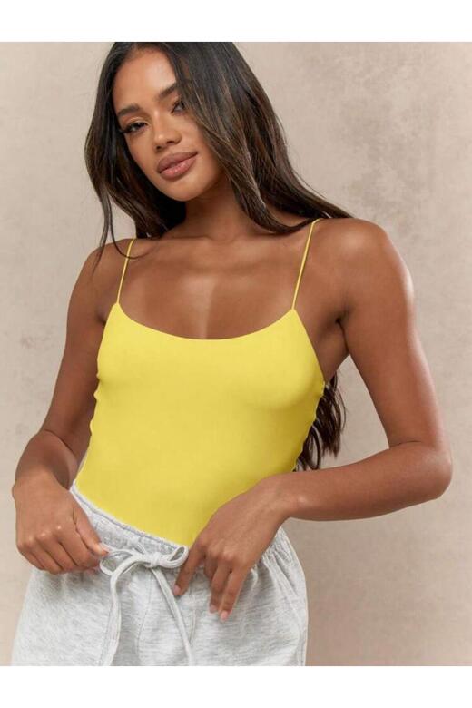 Kadın İp Askılı Örme Body Bluz
