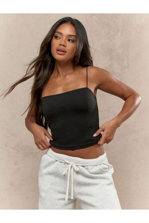 Kadın İp Askılı Örme Body Bluz