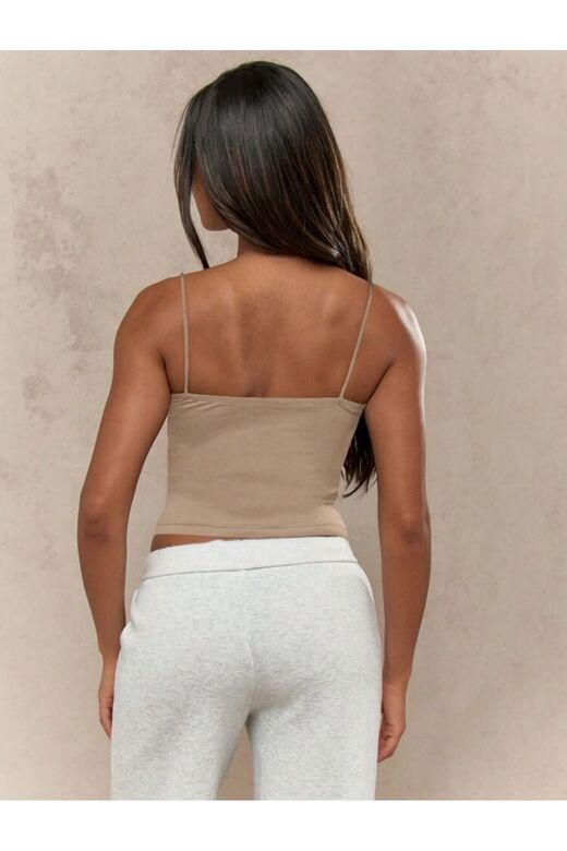 Kadın İp Askılı Örme Body Bluz