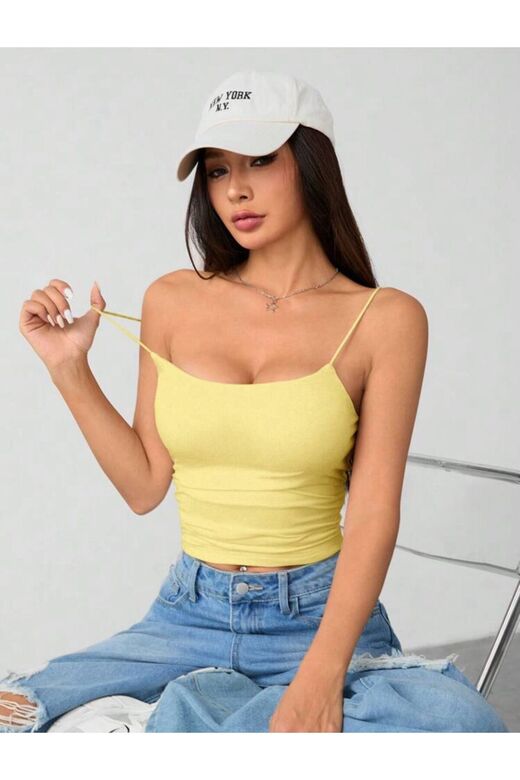 Kadın İp Askılı Örme Body Bluz