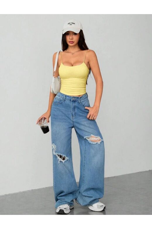 Kadın İp Askılı Örme Body Bluz