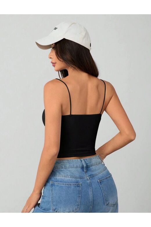Kadın İp Askılı Örme Body Bluz
