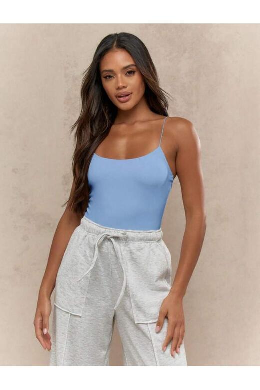 Kadın İp Askılı Örme Body Bluz