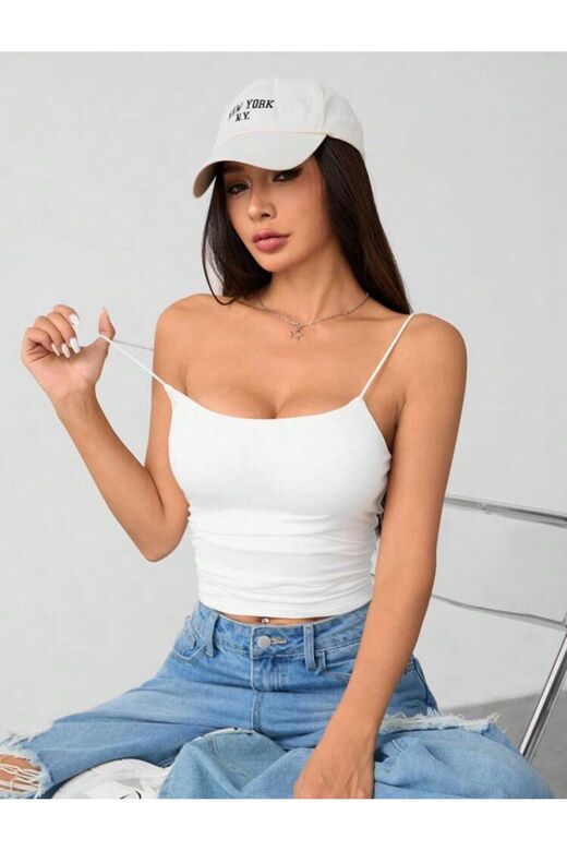 Kadın İp Askılı Örme Body Bluz