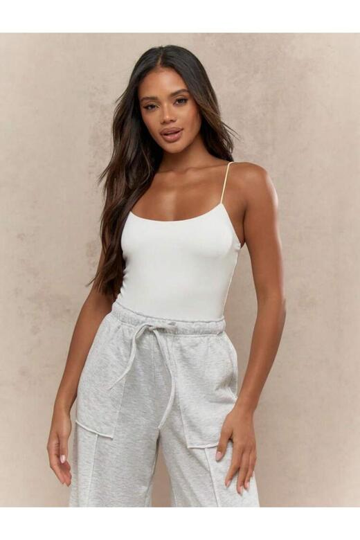 Kadın İp Askılı Örme Body Bluz