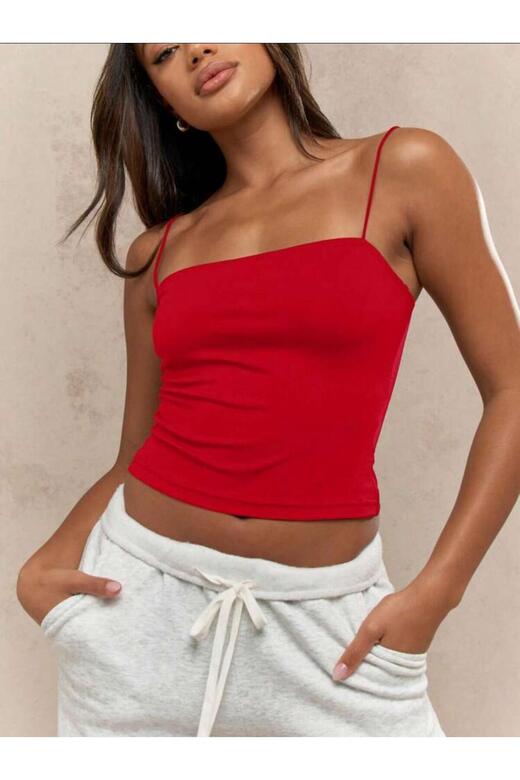 Kadın İp Askılı Örme Body Bluz