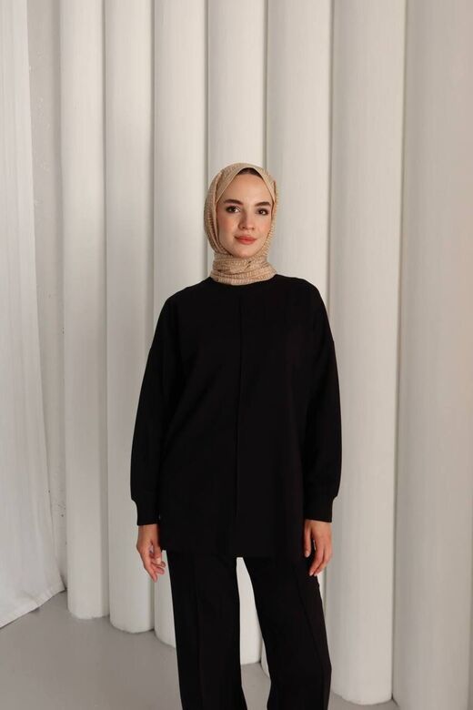 Çıma detaylı oversize Yırtmaç detaylı iki iplik kumaş eşofman takım