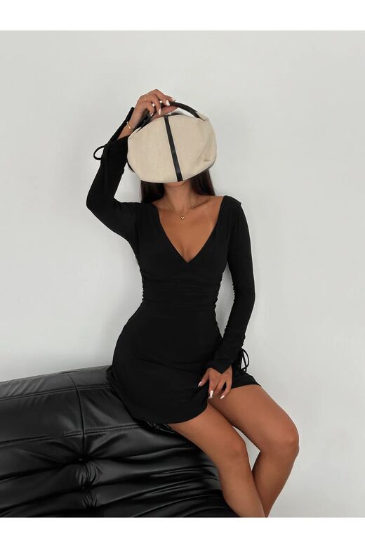 Gizemli Allure V Yaka Mini Elbise