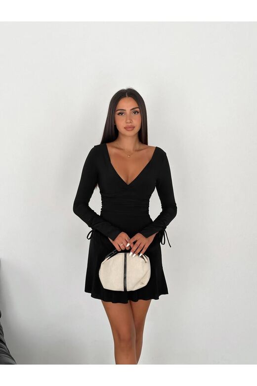 Gizemli Allure V Yaka Mini Elbise