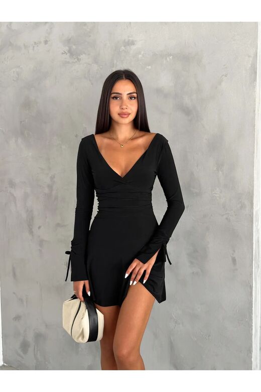 Gizemli Allure V Yaka Mini Elbise