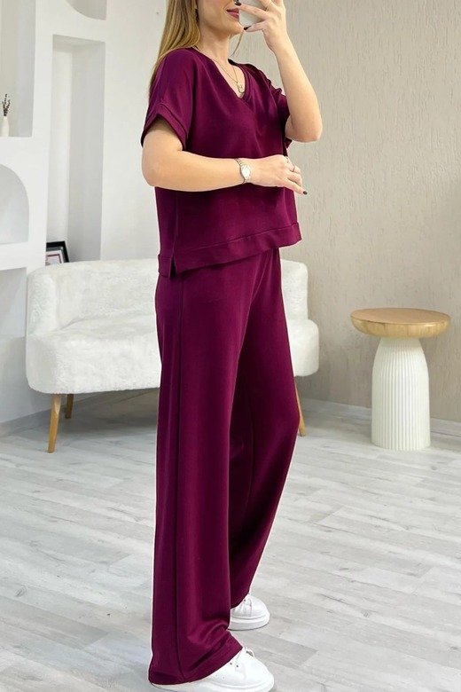 Yumuşak Doku Modal Kumaş Rahat Kesim V Yaka Eşofman Takımı