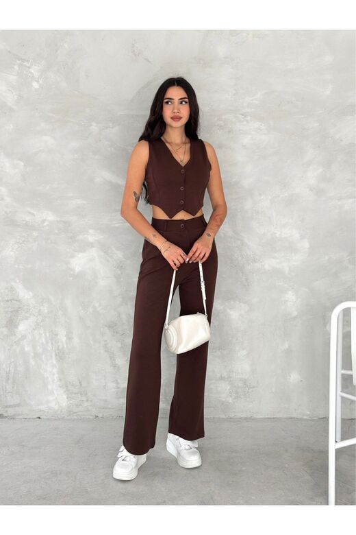 Yelek Pantolon Krep Takım