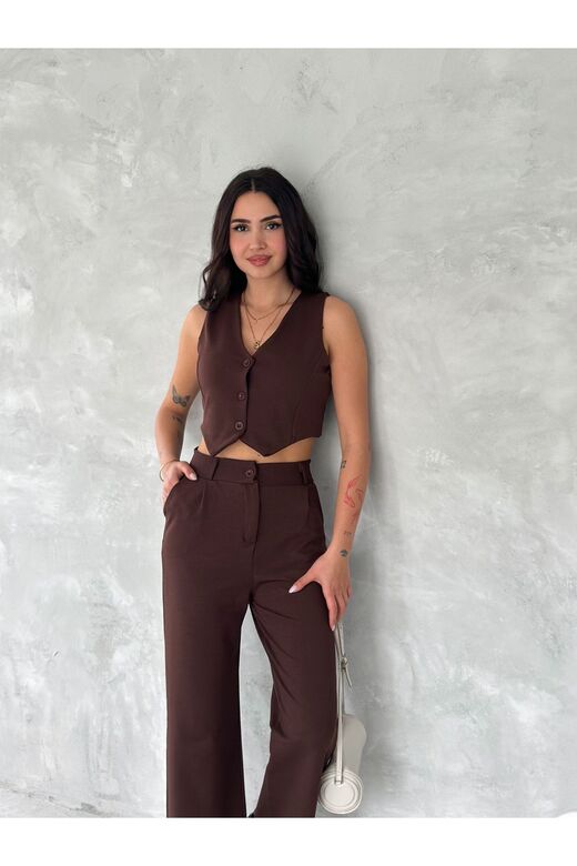 Yelek Pantolon Krep Takım