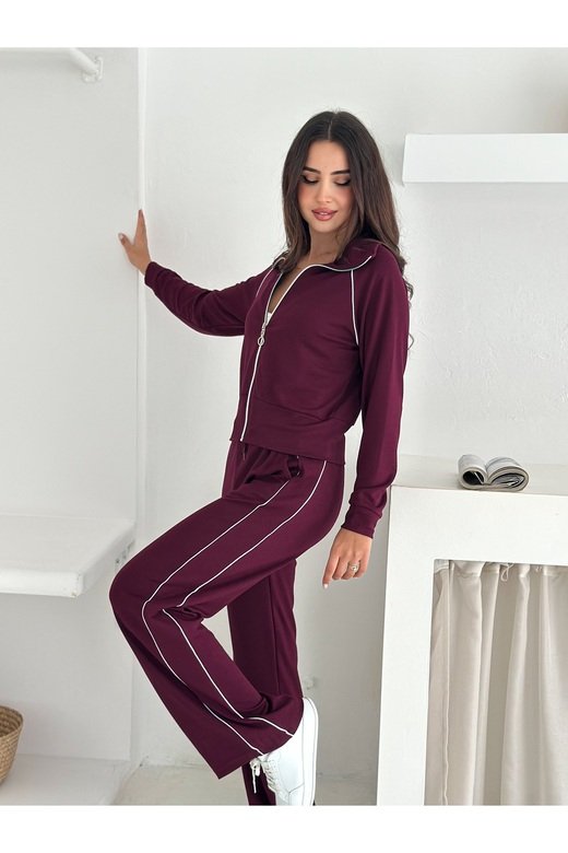 Biye Detaylı Geniş Paça Eşofman Takımı