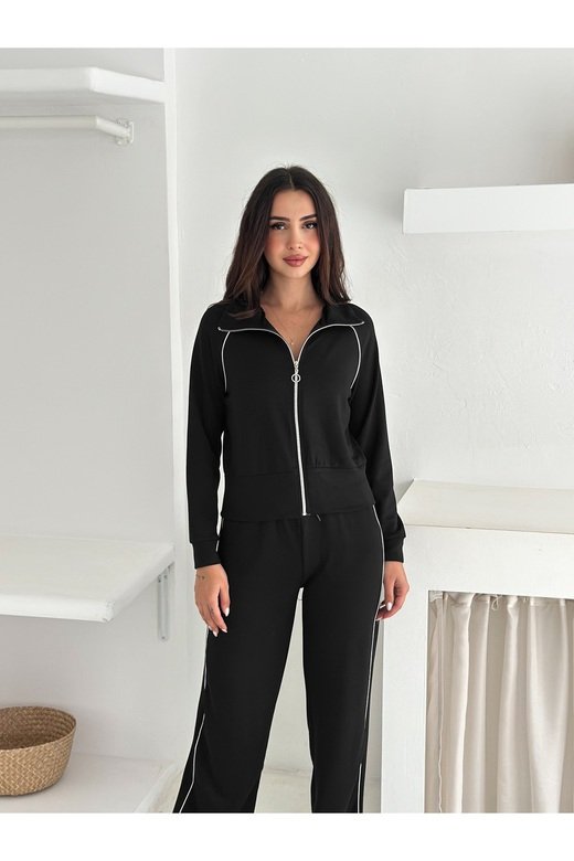 Biye Detaylı Geniş Paça Eşofman Takımı