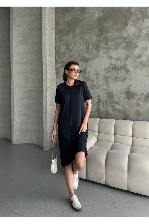 ÇIMA DETAYLI MODAL PİKE KUMAŞ ELBİSE