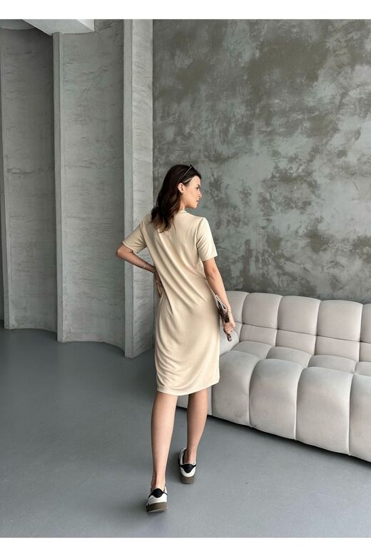 Çıma Detaylı Modal Pike Kumaş Elbise