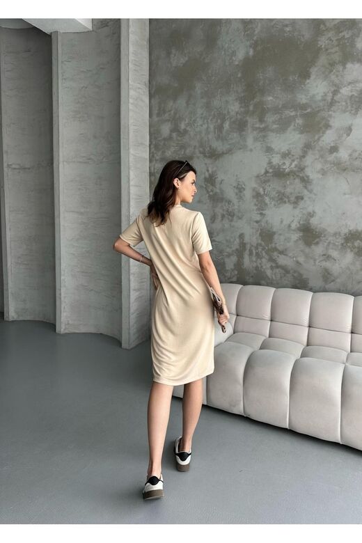 Çıma Detaylı Modal Pike Kumaş Elbise
