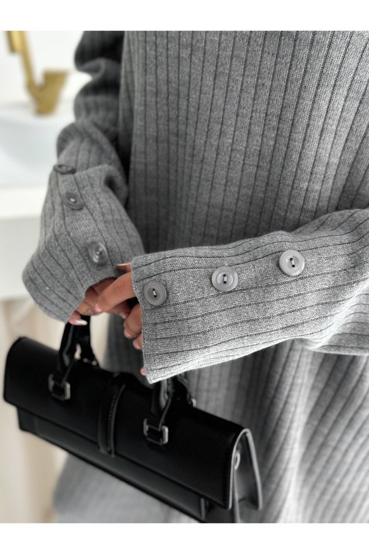 Balıkçı Yaka Düğme Detaylı Triko Takım