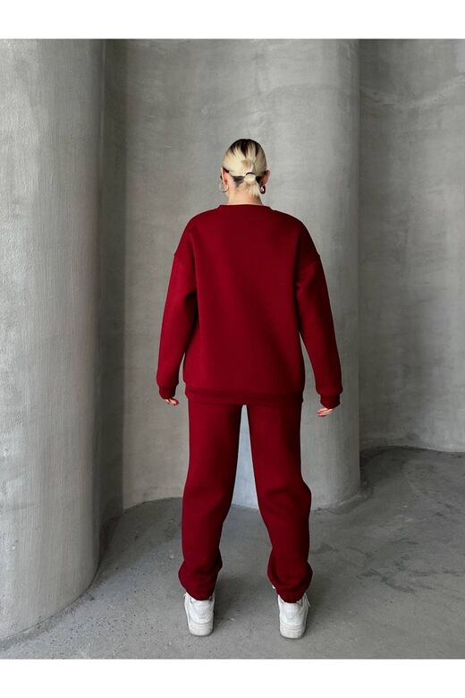 Oversize 3 İplik Şardonlu Bisiklet Yaka Eşofman Takım